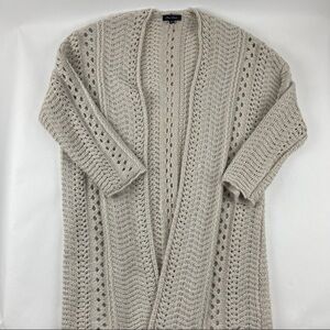 Final Touch Womens Cardigan Open Front Loose Knit Beige S/M